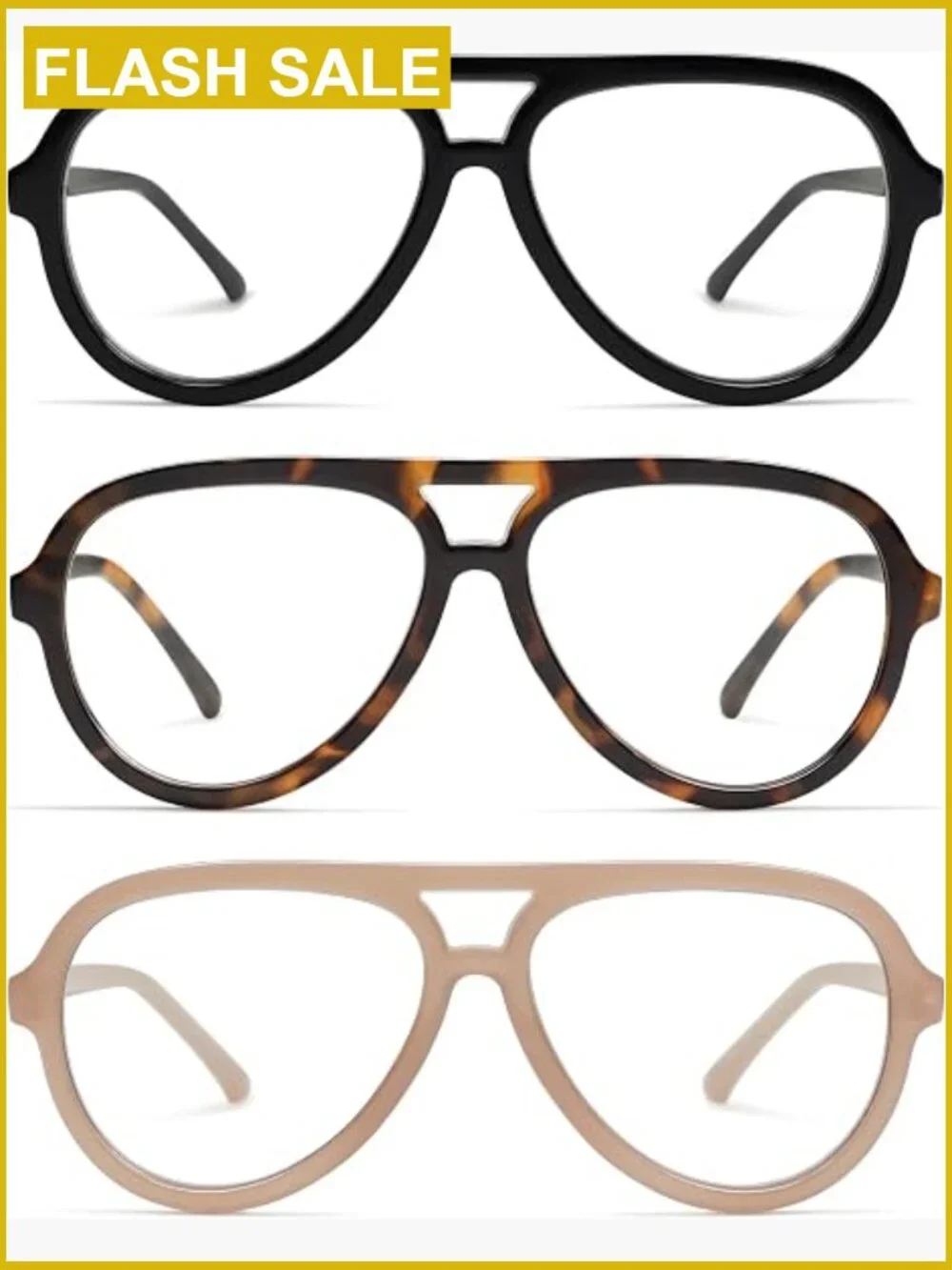 3pk Oversized Aviator Blue Light Blocking Reading Glasses Square